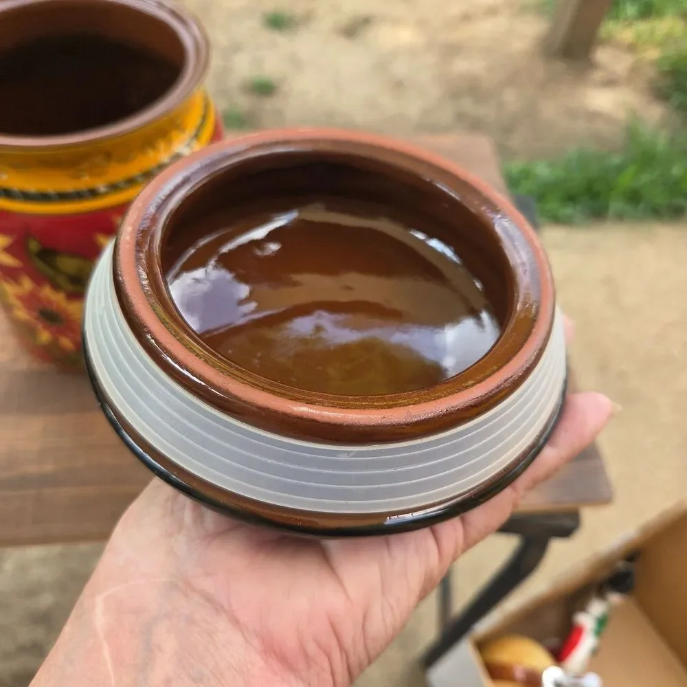 Pier 1 Imports Sunflower Lidded Canister NWT Hand Painted Terracotta